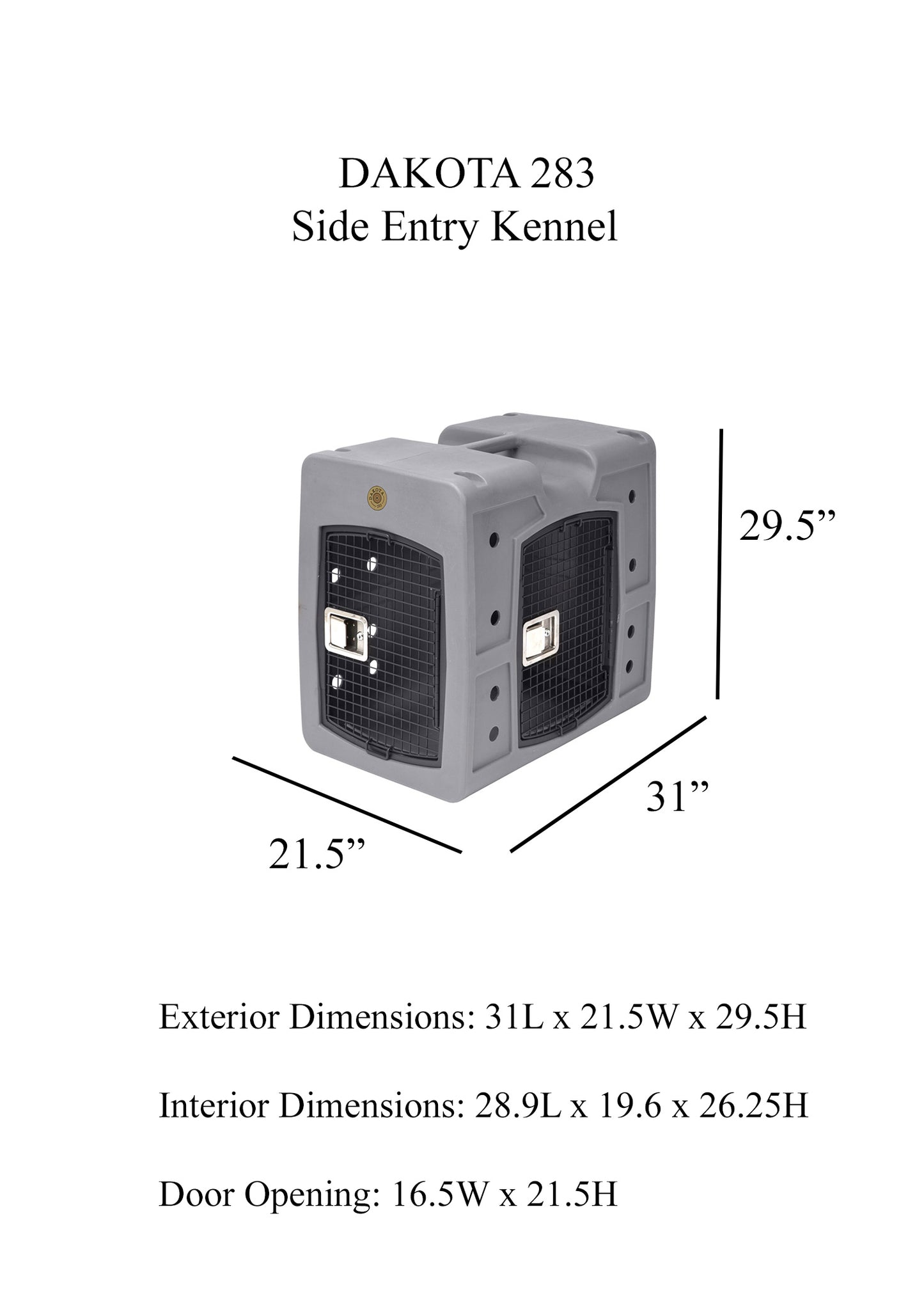 Dakota 283 Side Entry Kennel - Medium - Dark Granite